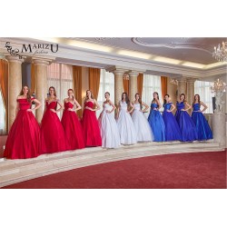 Marizu fashion vínově červené maturitní, plesové, společenské tylové šaty s bohatě zdobeným páskem