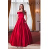 Marizu fashion nádherné vínově červené saténové maturitní, plesové, společenské šaty se spadlými rameny