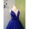 Marizu fashion nádherné modré saténové maturitní, plesové, společenské šaty na ramínka