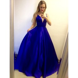 Marizu fashion nádherné modré saténové maturitní, plesové, společenské šaty na ramínka