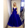 Marizu fashion nádherné modré saténové maturitní, plesové, společenské šaty na ramínka
