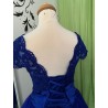 Marizu fashion krásné modré šaty s krajkou a bohatou tylovou sukní v midi délce