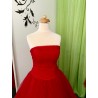 Marizu fashion červené tylové společenské šaty s bohatou sukní v midi délce