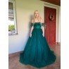 Marizu fashion nádherné smaragdově zelené tylové plesové šaty se spadlými rameny