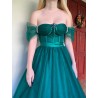 Marizu fashion nádherné smaragdově zelené tylové plesové šaty se spadlými rameny