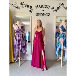 Třpytivé tmavě růžové plesové šaty