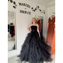 Marizu fashion extravagantní černé maturitní, plesové šaty ve stylu gotika