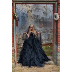 Marizu fashion extravagantní černé maturitní, plesové šaty ve stylu gotika