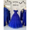 Marizu fashion nádherné modré tylové šaty se spadlými rameny