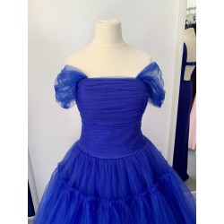 Marizu fashion nádherné modré tylové šaty se spadlými rameny