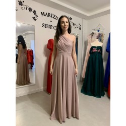 Krásné třpytivé pudrové plesové šaty na jedno rameno