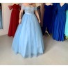 Marizu fashion ledově modré tylové plesové šaty se spadlými rameny