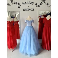 Marizu fashion ledově modré plesové šaty se spadlými rameny
