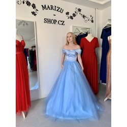 Marizu fashion ledově modré plesové šaty se spadlými rameny