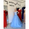 Marizu fashion ledově modré plesové šaty se spadlými rameny