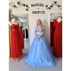 Marizu fashion ledově modré plesové šaty se spadlými rameny
