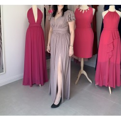 Krásné pudrové třpytivé plesové společenské šaty vhodné i pro plnoštíhlou postavu