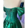 Marizu Fashion nádherné taftové smaragdově zelené plesové maturitní šaty se spadlými ramínky