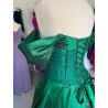 Marizu Fashion nádherné taftové smaragdově zelené plesové maturitní šaty se spadlými ramínky
