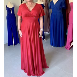 Marizu fashion plus size krásné červené plesové společenské šaty pro plnoštíhlou postavu
