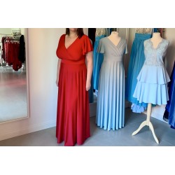 Marizu fashion plus size krásné červené plesové společenské šaty pro plnoštíhlou postavu