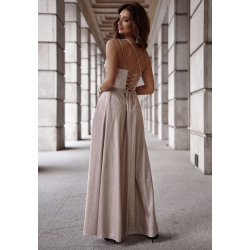 Třpytivé zlato-růžové plesové šaty