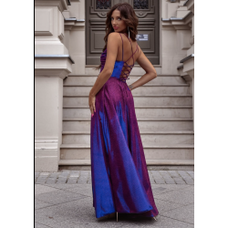 Třpytivé růžovo-modré plesové šaty