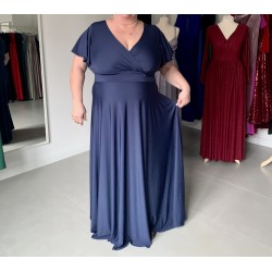 Marizu fashion plus size krásné tmavě modré plesové společenské šaty pro plnoštíhlou postavu