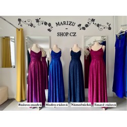 Třpytivé růžovo-modré plesové šaty