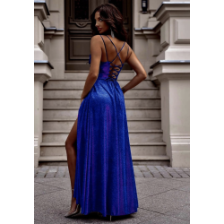 Třpytivé modro-růžové plesové šaty