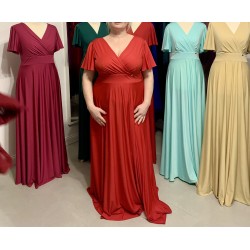 Marizu fashion plus size krásné červené plesové společenské šaty pro plnoštíhlou postavu