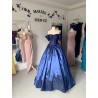 Marizu Fashion nádherné taftové námořnické modré plesové maturitní šaty se spadlými ramínky
