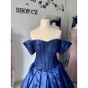Marizu Fashion nádherné taftové námořnické modré plesové maturitní šaty se spadlými ramínky
