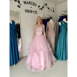 Marizu fashion světle růžové tylové maturitní, plesové, společenské šaty