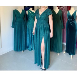 Krásné smaragdově zelené třpytivé plesové společenské šaty vhodné i pro plnoštíhlou postavu