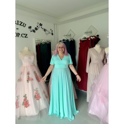 Marizu fashion plus size krásné mint plesové společenské šaty pro plnoštíhlou postavu