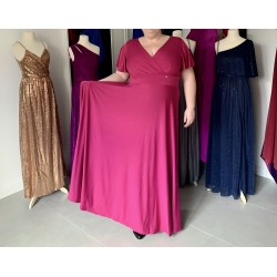 Marizu fashion plus size krásné magenta plesové společenské šaty pro plnoštíhlou postavu