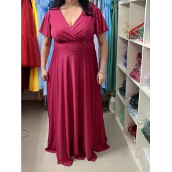 Marizu fashion plus size krásné magenta plesové společenské šaty pro plnoštíhlou postavu