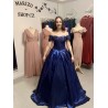 Marizu Fashion nádherné taftové námořnické modré plesové maturitní šaty se spadlými ramínky