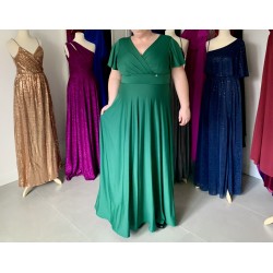 Marizu fashion plus size krásné tmavě zelené plesové společenské šaty pro plnoštíhlou postavu