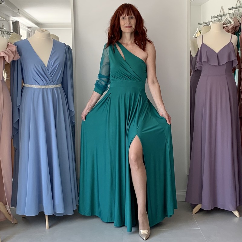 Marizu Fashion petrolejově zelené plesové společenské šaty s rukávem