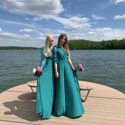 Marizu Fashion petrolejově zelené plesové společenské šaty s rukávem