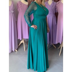 Marizu Fashion petrolejově zelené plesové společenské šaty s rukávem