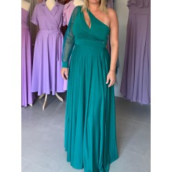 Marizu Fashion petrolejově zelené plesové společenské šaty s rukávem