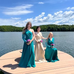 Marizu Fashion petrolejově zelené plesové společenské šaty s rukávem