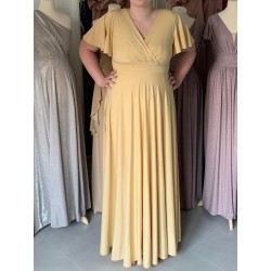 Marizu fashion plus size krásné vanilkové plesové společenské šaty pro plnoštíhlou postavu