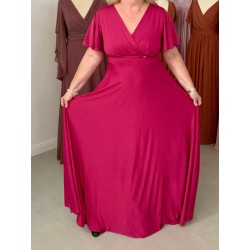 Marizu fashion plus size krásné magenta plesové společenské šaty pro plnoštíhlou postavu
