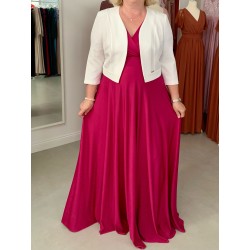 Marizu fashion plus size krásné magenta plesové společenské šaty pro plnoštíhlou postavu