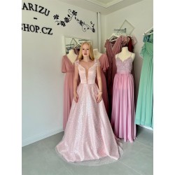 Marizu fashion krásné třpytivé růžové plesové maturitní šaty