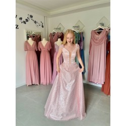 Marizu fashion krásné třpytivé růžové plesové maturitní šaty